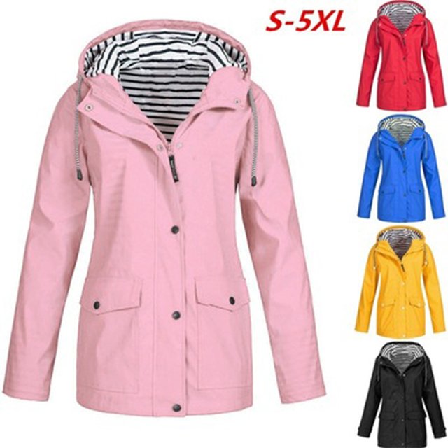 Wasserdichte Sonnencreme Outdoor Sportswear Damen jacke Jacke lässig Kapuze Langarm lose Jacke gestreift plus Größe Angriff