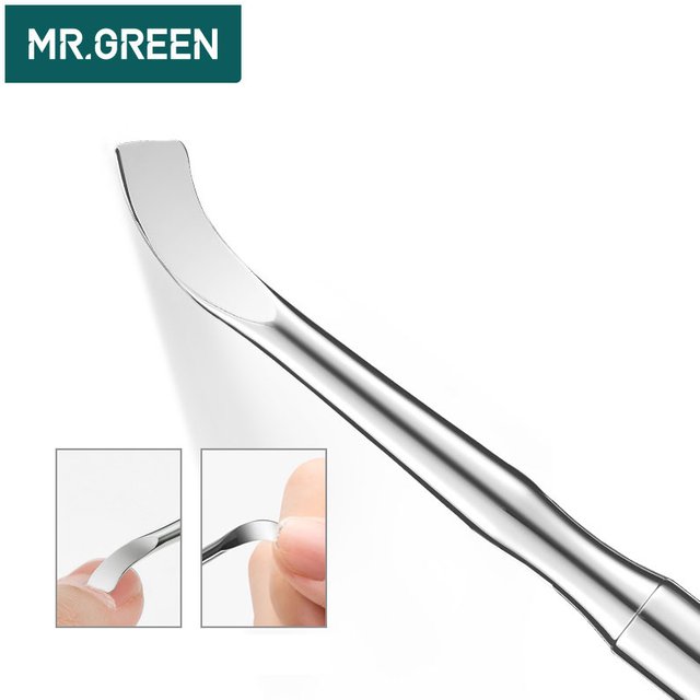MR.GREEN Cuticle Pusher Double Ended Manicure Pusher Tool Nail Dirt Cleaner Stainless Steel Dead Skin Pusher Nail Polish Remove