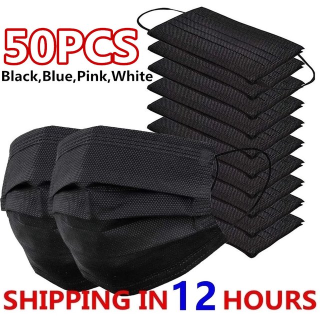 Masks 3-layer Mask Face Masks Melt Blown Cloth Disposable Anti-Dust Protective Masks Earloops Mouth Mask Black Mascarillas