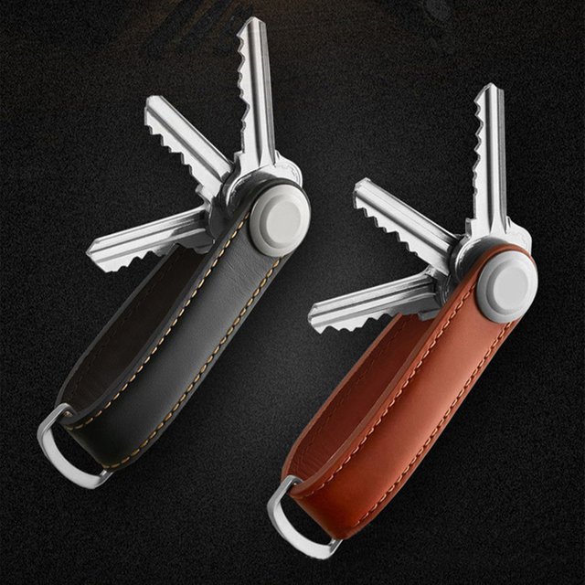 Clé de voiture pochette sac étui portefeuille titulaire chaîne clé portefeuille anneau organisateur intelligent en cuir porte-clés collecteur femme de ménage EDC clé de poche