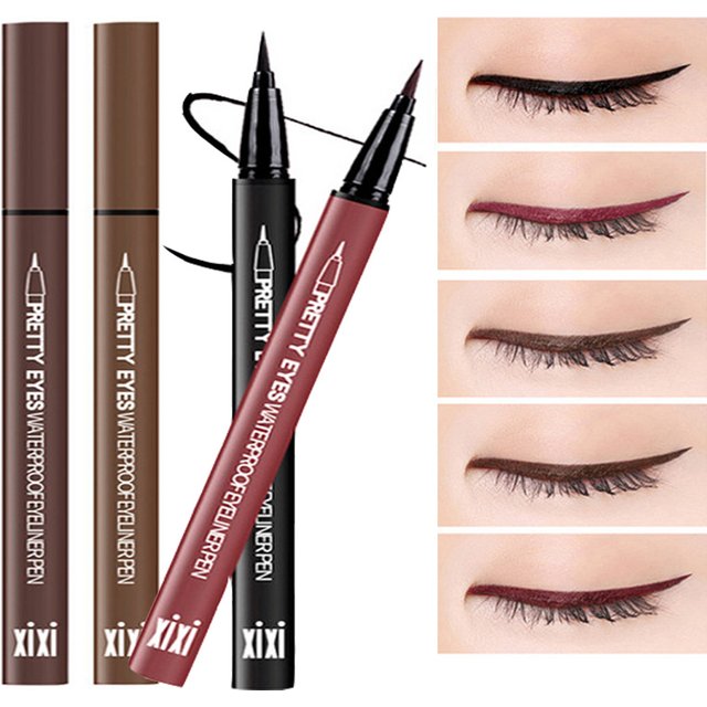 Crayons Eyeliner lisses imperméables à séchage rapide, 5 couleurs, yeux marron, noir, rouge,