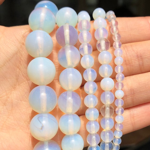Natural Stone White Opal Beads Opalite 4 6 8 10 12mm Fit Diy Make Up Charms Beading Beads For Jewelry Making Accessories 15''