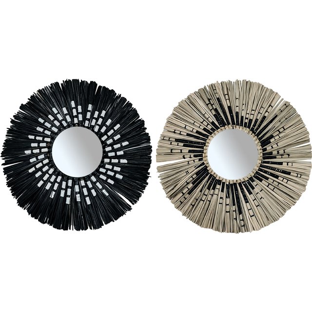 Straw Plaited Art Makeup Mirror Living Room Decorative Mirror Wall Hanging Decoration Mirror Bedroom Bathroom Dressing Mirror