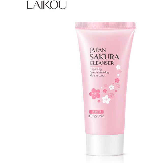 LAlKOU Japan Sakura Gentle Cleansing Facial Cleanser Shrink Pores Deep Clean Oil Control Remove Blackhead Moisturizing Skin Care