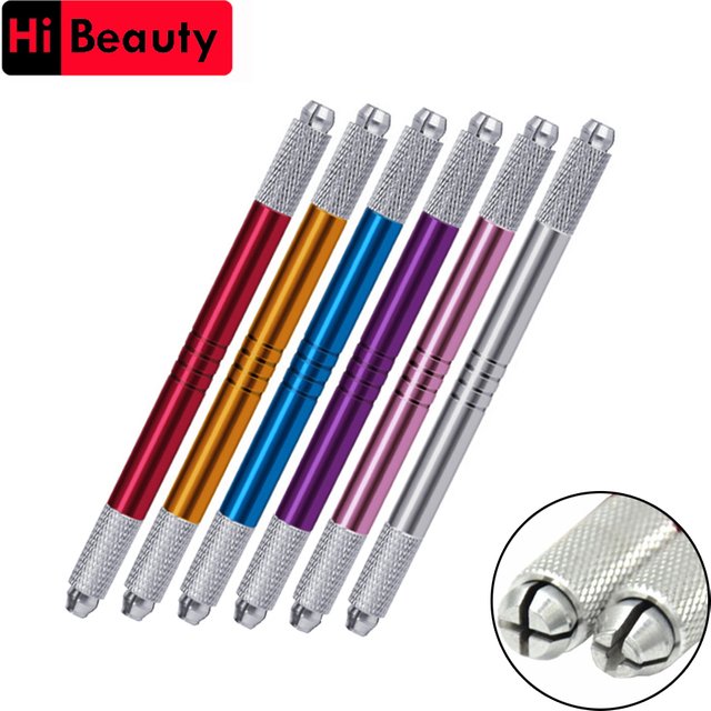 1PC Professional Stainless Steel Double Heads Manual Microblading Pen Tattoo Tools For 3D Permanent Eyebrow Lip Line Makeup