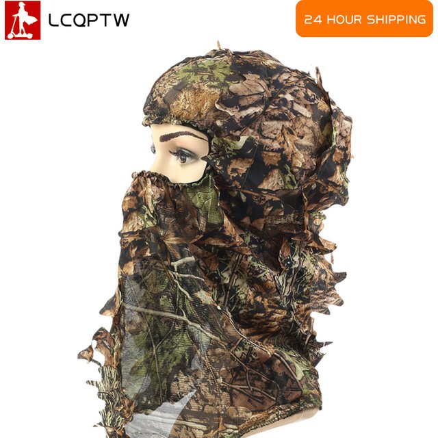 New Ghillie Suit Ghillie Camouflage Leafy Hat 3D Full Face Mask Headwear Turkey Camo Hunter Hunting Accessories