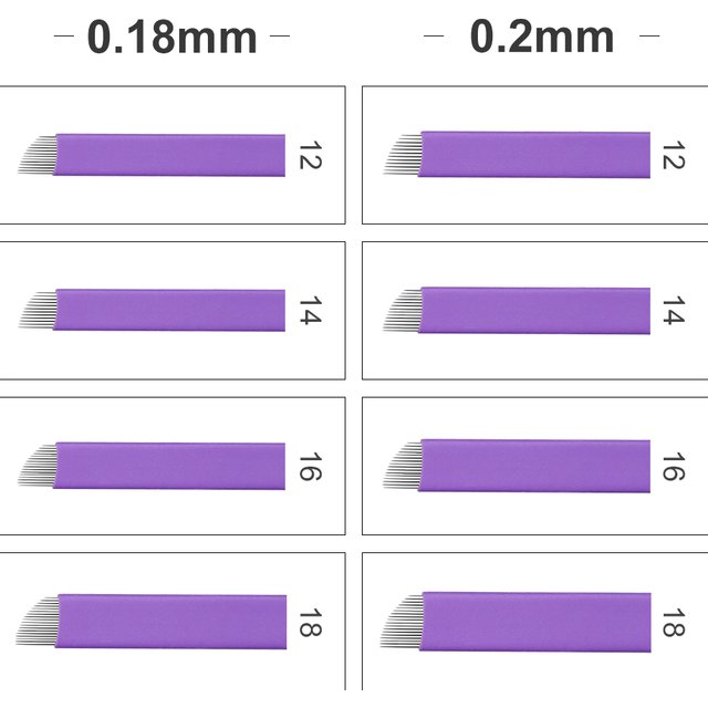 Extremely Thin 0.18mm/0.2mm Nano Tattoo Needle Blade 12/14/16/18 Flex Curved Microblading For Permanent Makeup Eyebrow Pen