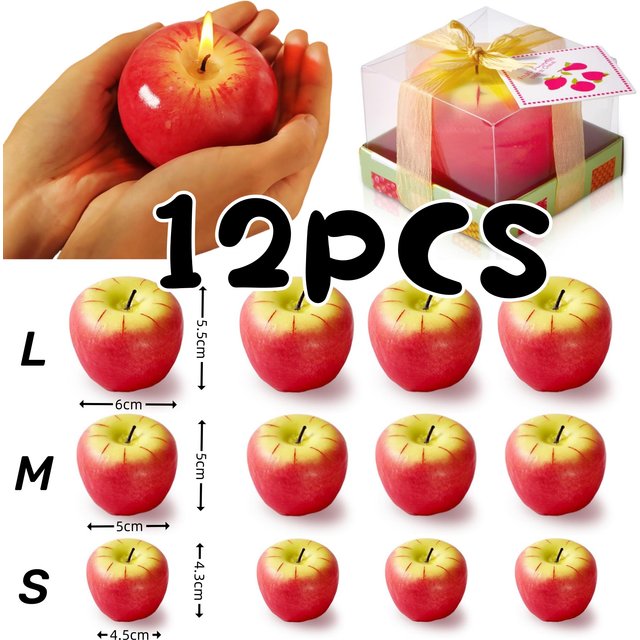 Bougies parfumées en forme de pomme, ensemble de bougies parfumées sans fumée longue durée pour décoration de noël et du nouvel an, cadeau d'aromathérapie, 1/12 pièces