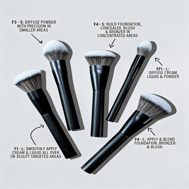 5-Piece Facial Makeup Brush Set: Foundation Brush, Loose Powder Brush, Blush Brush, Concealer Brush, Contour Brush, Blending Brush. High-End Makeup Brushes with Oil-Sprayed Handles for a Comfortable