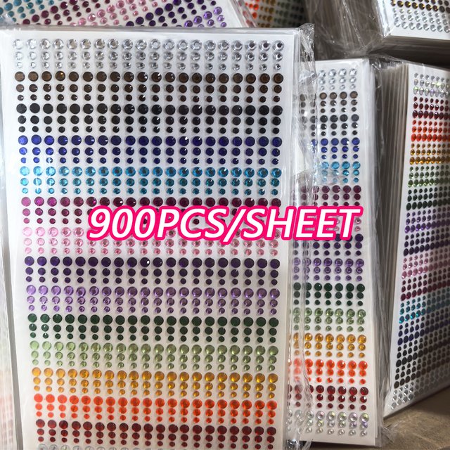 15 Colors Crystal Rhinestones Stickers for Face 900pcs Mixed Size Eye Makeup Jewels Gems Glitters Decorations Festival Stickers
