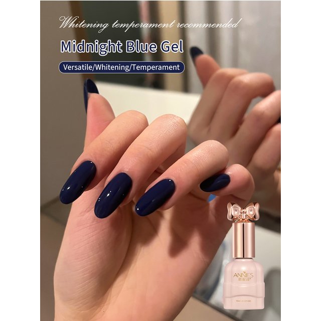 10ml Dark Blue Gel Nail Polish, 1Pcs Ocean Blue Gel Polish Soft Pale Color High Gloss Soak Off U V Nail Manicure Salon DIY