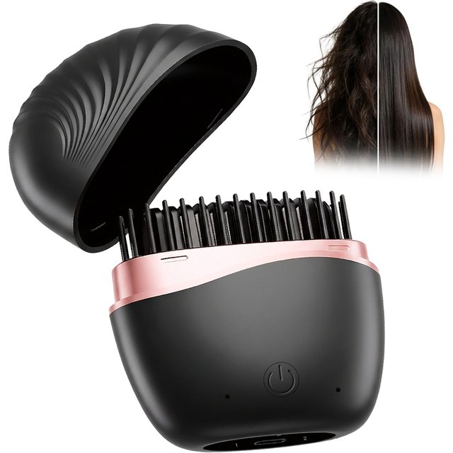 Mini Straightener USB Rechargeable Hair Straightener Brush - Anti-Scald Shell, Cordless Straightening Comb for Smooth Hairstyle