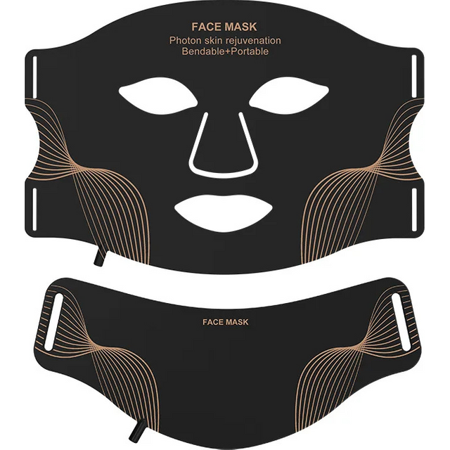 LED Face Mask Neck Mask 7 Colors 309 LED Chips 5 Brightness Levels Type-C Rechargeable Silicone Facial Skincare Beauty Device
