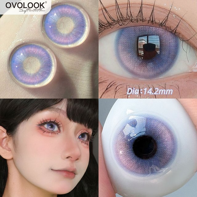 OVOLOOK-1pair Halloween Colored Contact Lenses With Cosplay Red Contact Lenses Blue Beauty Makeup Lens Purple Pupils Cute Lens