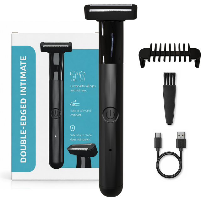 Unisex Body Trimmer Double Sided Blade IPX6 Waterproof Electric Hair Trimmer for men Women Intimate Bikini Groin Body Grooming