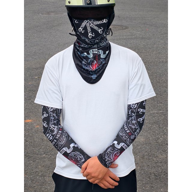 Quick Dry Breathable Motorcycle Rider Sunscreen Mask with Anti-UV Arm Tattoo Sleeves Outdoor Neck & Head Cover for Riding