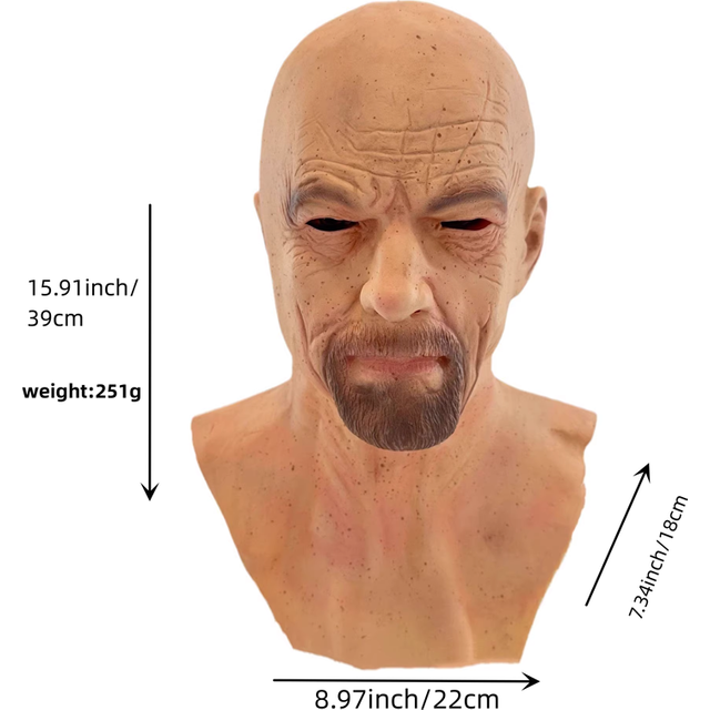 Wrinkled Face Mask Party Supplies Latex Full Head Mask Headgear Realistic Bald Old Man Mask Halloween Props Cosplay Human Masks