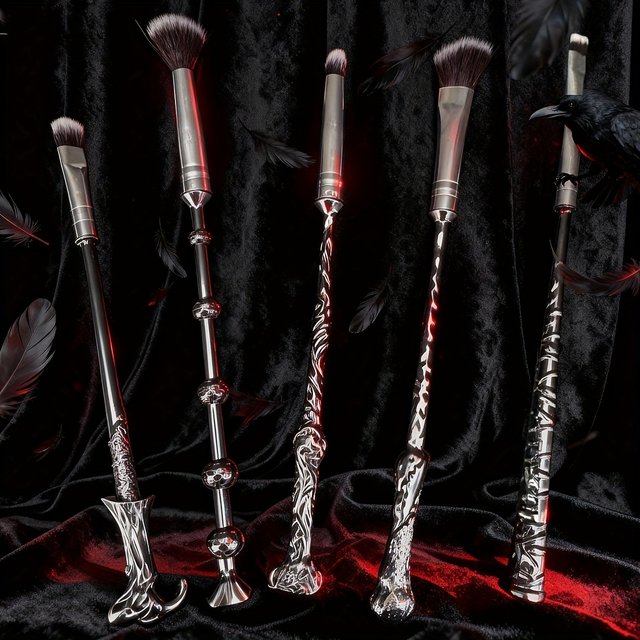 1 Set of 5-Piece Makeup Brush Set, Women's Makeup Brush Set 5PCS, Best Gift, Eye Shadow Eyeliner Pen Mixed Lip Bronze Metal Make