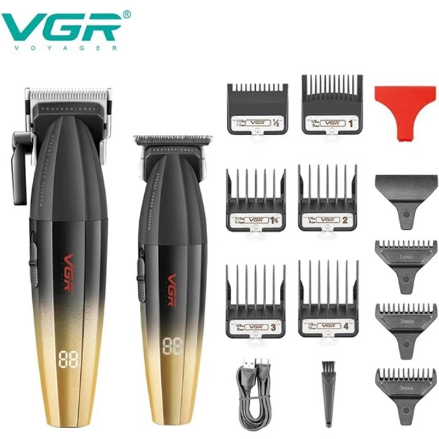 VGR Hair Trimmer Professional Barber Hair Cutting Machine Cordless Hair Clipper Haircut Digital Display Trimmer for men V-003