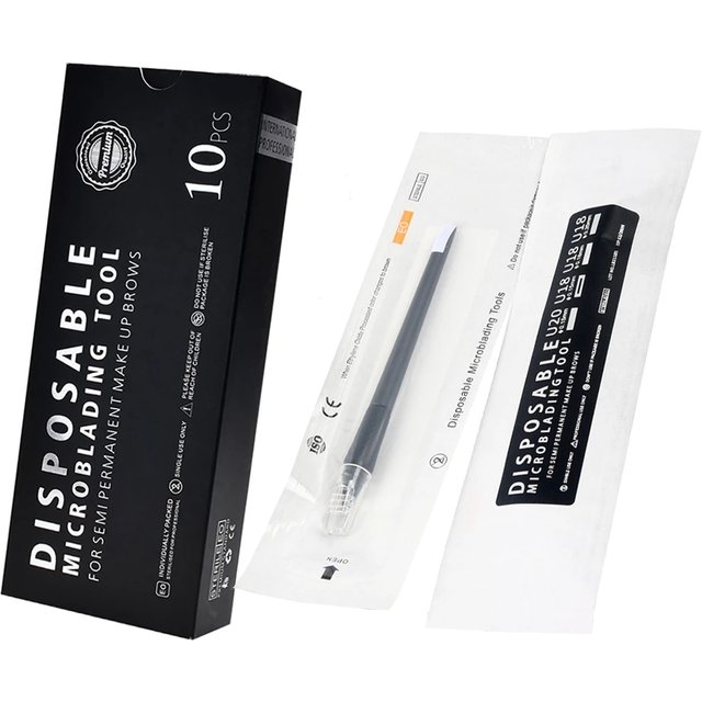 5/10pcs Disposable Microblading Eyebrow Pen Classic 18U 0.15mm Semi-Permanent Makeup Eyebrow Manual Hand Tool With 18U Blade