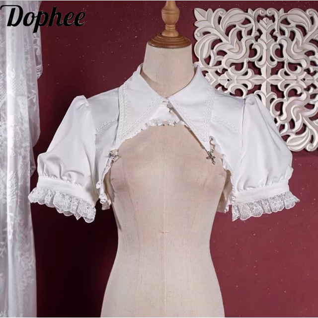 Dophee Original Gothic Long Sleeve Sunscreen Shirt All-match Lolita Cute Chiffon Cardigans Top Spring Summer Cloak Shawl Coat