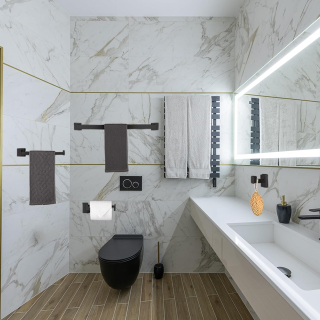 Bathroom Hardware Set Bathroom Accessories Black Robe Hook Towel Rail Bar Rack Bar Shelf Tissue Paper Holder Toothbrush Holder