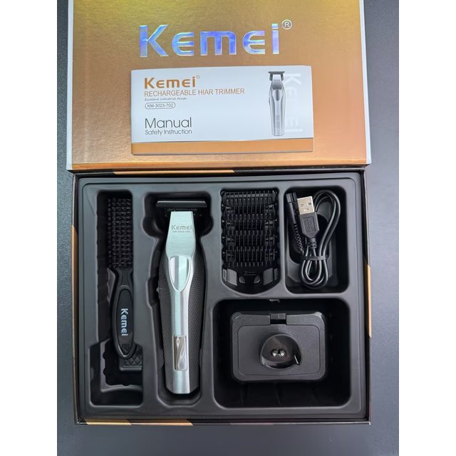 Kemei 3023-702 Zero Gapped Cordless Hair Trimmer Professional Hair Clipper Men Barber Rechargeable Finish Hair Citing Machine