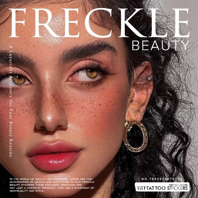 American Hot Girl Face Sticker Sexy Brown Freckle Fake Tattoo for Woman Party Beauty Makeup Facial Waterproof Temporary Tattoos