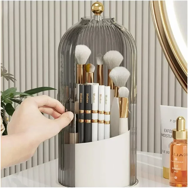 Makeup Brush Holder 360° Rotating Desktop Makeup Organizer Lipstick Eyebrow Pencil Containe