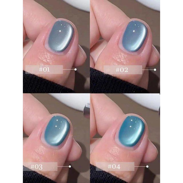 1-4PCS WS Spring Summer Nails Ice Transparent Blue Glass Bead Cat's Eye Gel Nail Polish Popular Whitening Versatile Upgrade Gel