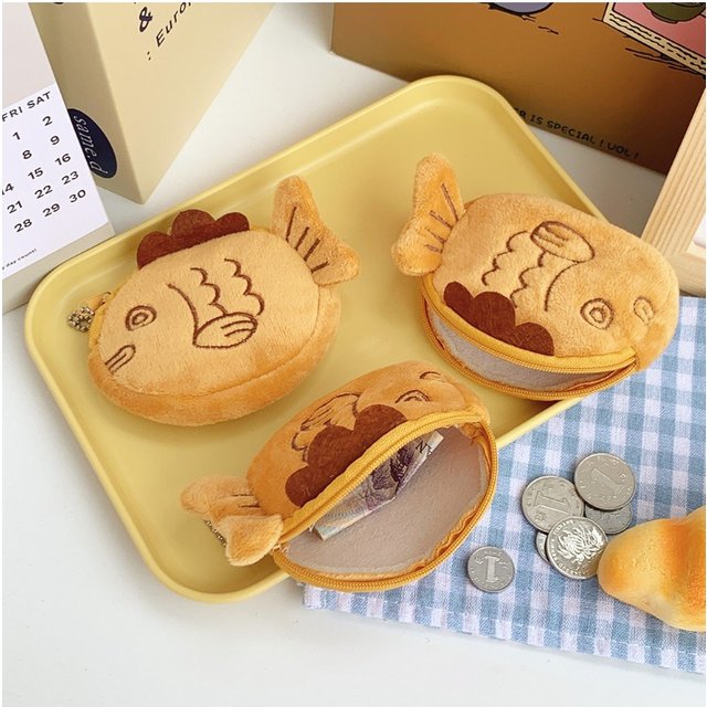 New Cute Cartoon Fish Type Plush Bag Decoration Very Light Small Wallet Lipstick Coin Bag Wholesale Кошелек Женский