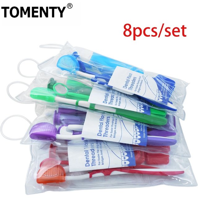 8Pcs Orthodontic Oral Care Kit Clean Braces Portable Travel Toothbrush Mirror Interdental Brush Supplies Floss Thread Tool