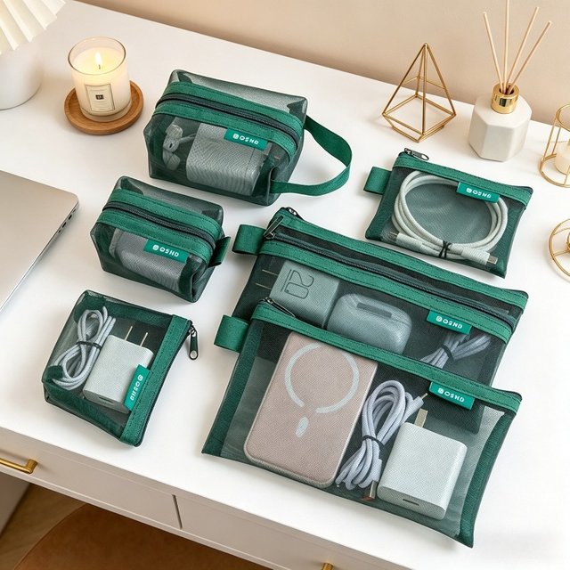 6pcs Transparent Mesh Coin and Miscellaneous Storage Bags, Portable 3D Card Organizer Pouches Cosmetic Bags Travel Storage Bag