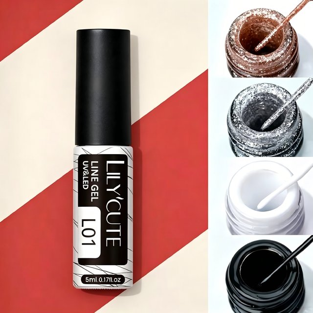 LILYCUTE 5ML French Liner Gel Nail Polish Soak Off UV Gel DIY Silky Smooth Painting Drawing Glitter Color DIY Drawing Polish