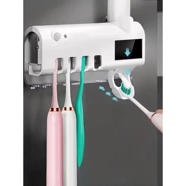 Toothbrush Holder Toothpaste Dispenser Solar Energy Bathroom Toothbrush Storage Box Multi-function Storage Holder USB Charge