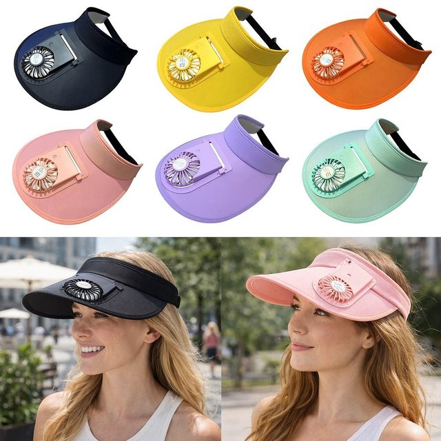 Fashion Anti UV Fan Hat Breathable USB Charging Sun Hat Large Brim Empty Roof Sunscreen Cap Outdoor