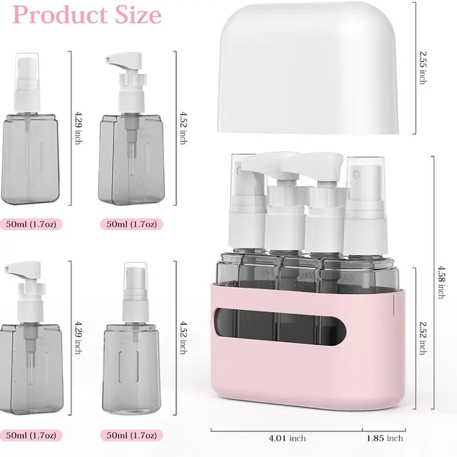 Voyage HI Leak Verde-Spray avec couvercle, 4 en 1, articles de toilette, quotidien, plastique, illable, shampooing gratitude