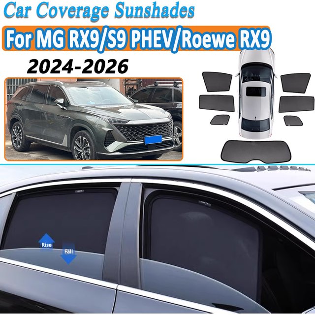 Mesh Sunshade For MG RX9 S9 PHEV 2024~2026 MG QS Car Window Sun Visor Magnetic Breathable Privacy Curtains Sunscreen Accessories