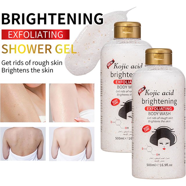 500ml Rose Kojic Acid Lavender Shower Gel Deep Cleansing Brighten Skin Scrub Body Wash Exfoliator Body Care Fragrance Skincare
