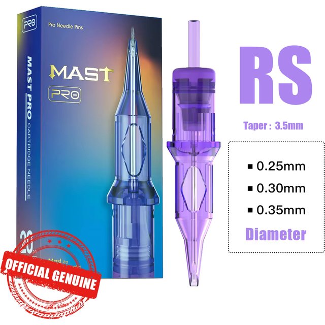 Mast Pro Tattoo Needles Cartridge 20pcs Disposable RS 0.25/0.3/0.35mm for Shading Blending Permanent Makeup or Body Art Needles