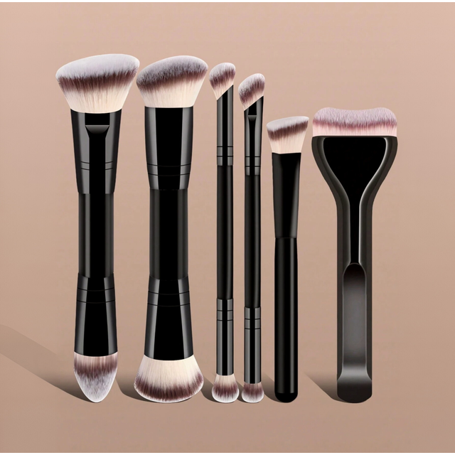 6pcs Professional Makeup Brush Set, Portable Travel Makeup Brushes, Dual-Ended Multi-Function Makeup Tools Kit Including