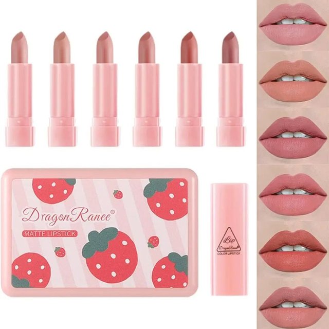 6 Colors Matte Lipstick Set, Matte Lipsticks, Mini Size Lipstick, Waterproof,Long Lasting Matte Velvet Lipstick
