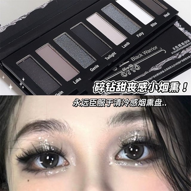8 COLOR Eyeshadow Palette with Black light Star,Smoky Makeup,Dark Blacknatural Eye Makeup,Eyeshadows with Shimmering Glitter