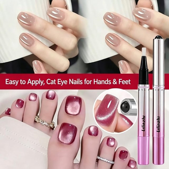 Cat Eye Nail Gel Pen Built-in Magnet One Step Magnetic Nail Polish Pen Multifunctional Lazy Manicure Tools For Beginner