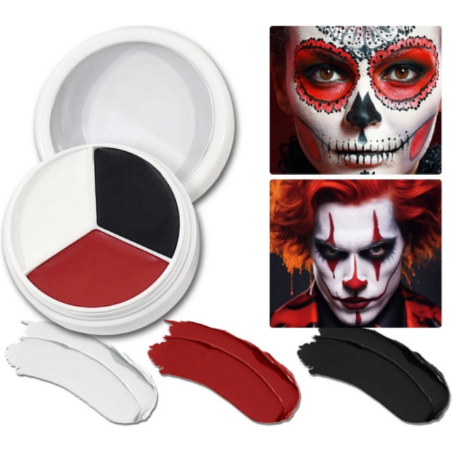 Halloween Makeup Palette Face Body Paint Makeup Wheel White Black Red Waterproof Zombie Skeleton Cosplay Makeup Face Painting