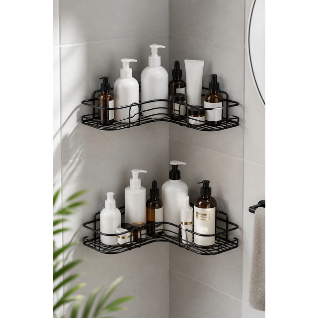 Homefish Wall Mount Stainless Steel Shower Corner Rack Bathroom Storage Shelf for Toiletries Cosmetics