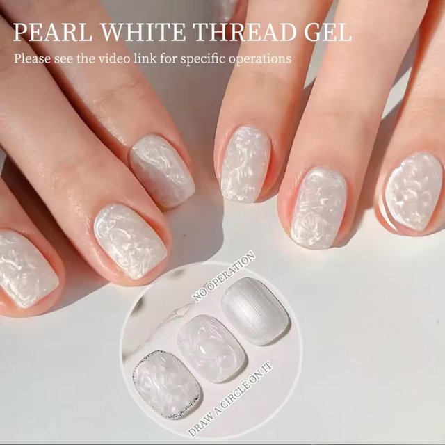 MIANEL 12ML Pearl White Thread Gel Nail Polish UV/LED Soak Off Gel, Gift for women And Home Nail Salon For Wedding Gift