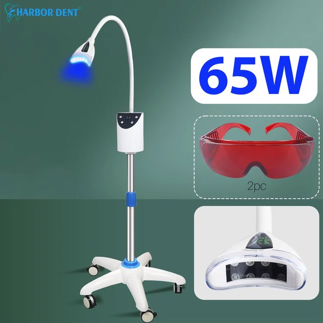 65W Dental Teeth Whitening Lamp 8 LED Blue Light Bleaching Accelerator Dental Whitening Machine Mobile floor standing wheels