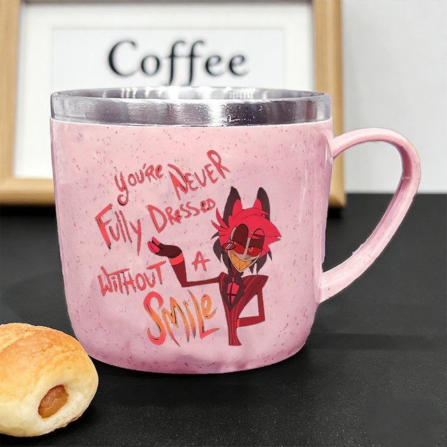 Hazbins Hotels Water Cup Alastor Vox Morningstar Kids Cute Breakfast Milk Mug Boys Girls Stainless Toothbrush Toothbrush Cups
