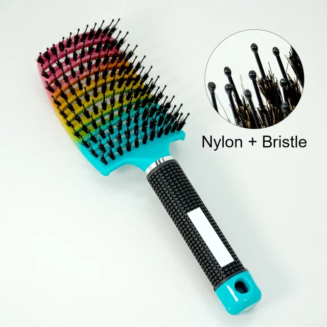 Detangling Hair Brush Bristle&Nylon Hair Brush Wet Curly Hair Brush Massage Anti Static Hair Brush Special for Real Hair Wigs